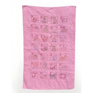 Hand Embroidered Alphabet ABC Crib‎ quilt Baby Blanket